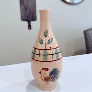 Handcrafted Ceramic Vase with Rooster Design
